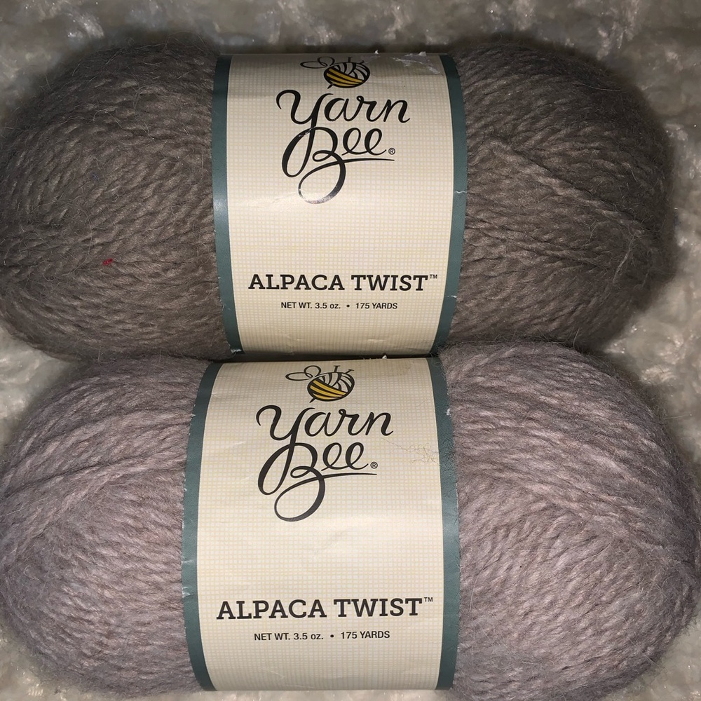2 Yarn Bee Alpaca Twist Yarn Color Pecan  & Linen 3.5oz 175yards  Alpaca & Acryl